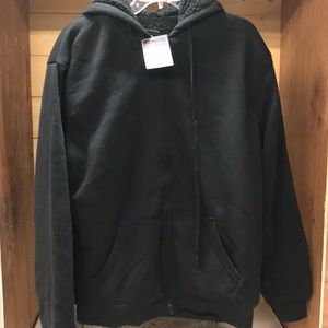 Espada Hooded Wool like lined jacket Black zip-up